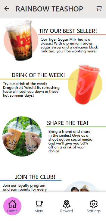 Rainbow Tea shop landing Page