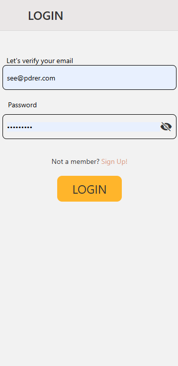 Rainbow Teashop Task login Page